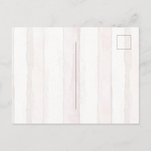 Pink White Beige Stripes Thinking of you Postkarte (Rückseite)