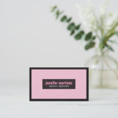 Pink White & Black ArtDeco Geometrisches Muster Visitenkarte (Stehend Vorderseite)