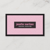 Pink White & Black ArtDeco Geometrisches Muster Visitenkarte (Vorderseite)