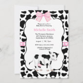 Pink White Black Cow Print Baby Dusche Einladung (Vorderseite)