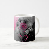 Pink, White Black Dandelions  Kaffeetasse (VorderseiteRechts)