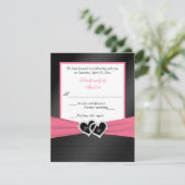 Pink White Black IMITATS Pleats Hearts Wedding RSV Einladung (Stehend Vorderseite)
