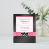 Pink White Black IMITATS Pleats Hearts Wedding RSV Einladung (Stehend Vorderseite)