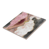 Pink White Black Mauve Gold Glitzer Agate Marble Fliese (Seite)