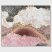 Pink White Black Mauve Gold Glitzer Agate Marble Geschenkpapier (Flach)