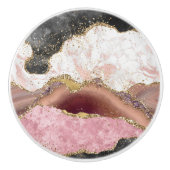 Pink White Black Mauve Gold Glitzer Agate Marble Keramikknauf (Vorderseite)