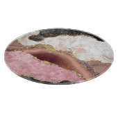 Pink White Black Mauve Gold Glitzer Agate Marble Schneidebrett (Ecke)