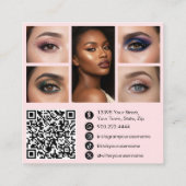 Pink White & Black Script Makeup Photo Personalize Quadratische Visitenkarte (Rückseite)