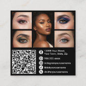 Pink White & Black Script Makeup Photo Personalize Quadratische Visitenkarte (Rückseite)