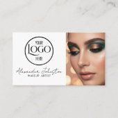 Pink White & Black Script Makeup Photo Personalize Visitenkarte (Vorderseite)