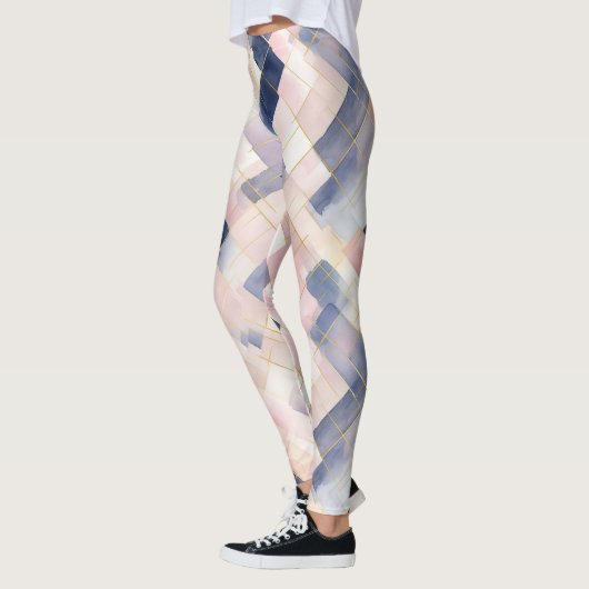 Pink White Blue Squares Leggings (Links)
