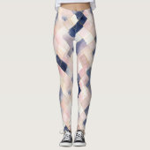 Pink White Blue Squares Leggings (Vorderseite)
