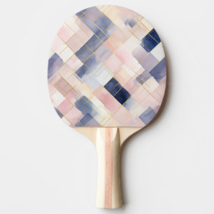 Pink White Blue Squares Tischtennis Schläger