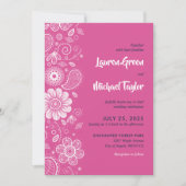 Pink White Blume Wirbel Paisley Pattern Floral Einladung (Vorderseite)