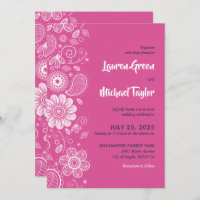 Pink White Blume Wirbel Paisley Pattern Floral