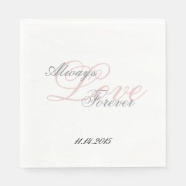 Pink White Blush Gray Liebe immer Hochzeit Serviette