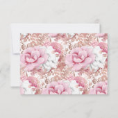 PINK WHITE BOUQUET BLUME SAVE THE DATE GOLD ANKÜNDIGUNG (Rückseite)