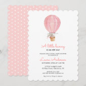 Pink & White Bunny Girl Babydusche Einladung (Vorne/Hinten)