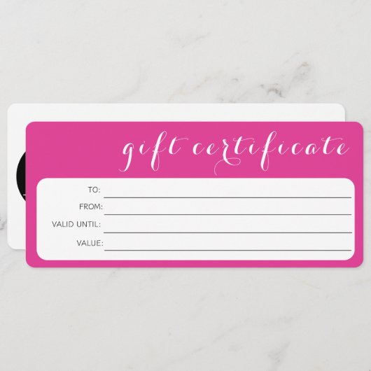 PINK WHITE BUSINESS LOGO COMPANY GIFT CERTIFICATE (Vorne/Hinten)