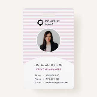 Pink White Business Logo Employee Foto Id Striping Ausweis