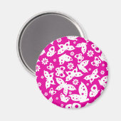 Pink & White Butterfly Magnet (Vorderseite/Rückseite)
