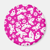 Pink & White Butterfly Magnet (Vorne)