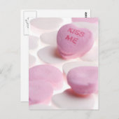 Pink & White Candy Hearts Kiss Me Herzvorlage Postkarte (Vorne/Hinten)