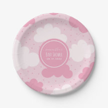 Pink & White Cartoon Clouds Girl Babydusche Niedli