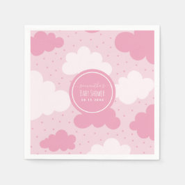 Pink & White Cartoon Clouds Girl Babydusche Niedli Serviette