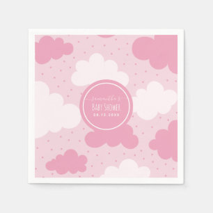 Pink & White Cartoon Clouds Girl Babydusche Niedli Serviette
