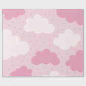 Pink & White Cartoon Dreamy Clouds Muster gepunkte Geschenkpapier (Flach)