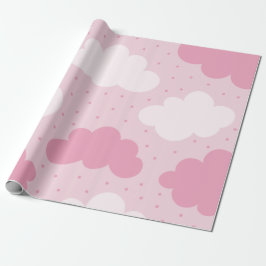 Pink & White Cartoon Dreamy Clouds Muster gepunkte Geschenkpapier
