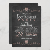 Pink & White Chalkboard Pensionierung Party Einladung (Vorne/Hinten)