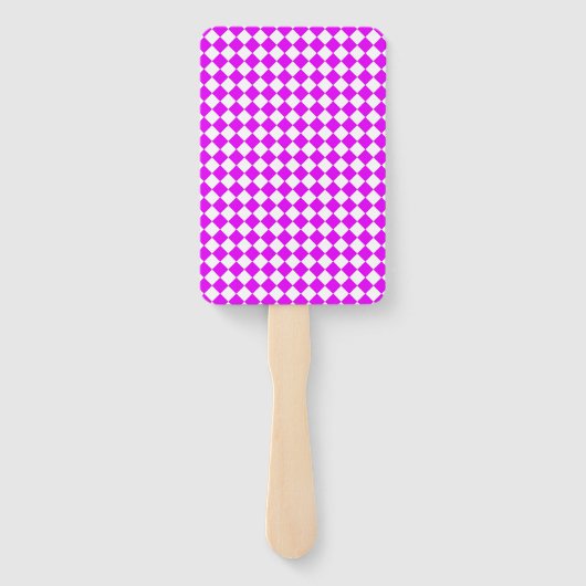 Pink White Checker Diamond Pattern Fächer (Rückseite)