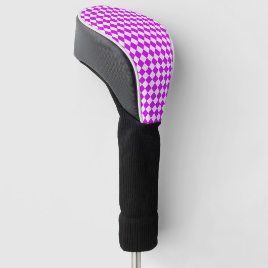 Pink White Checker Diamond Pattern Golf Headcover (angewinkelt)