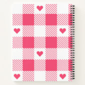 pink &white checkered heart pattern monogram name notizblock (Rückseite)
