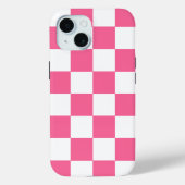 Pink White Checkered Karo iPhone Case (Rückseite)