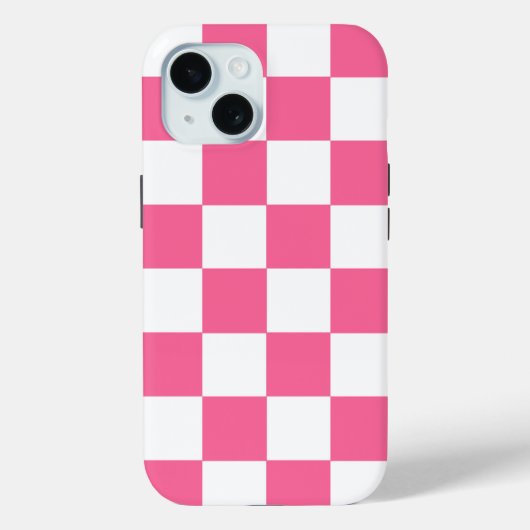 Pink White Checkered Karo iPhone Case (Rückseite)