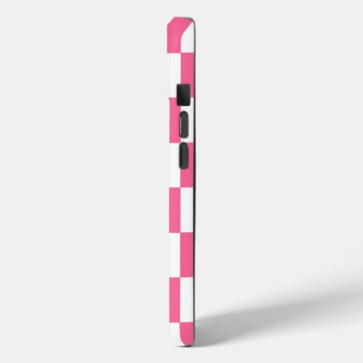 Pink White Checkered Karo iPhone Case (Rückseite / Links)