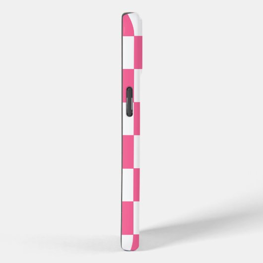 Pink White Checkered Karo iPhone Case (Rückseite / Rechts)