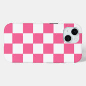 Pink White Checkered Karo iPhone Case (Rückseite (Horizontal))