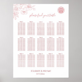 Pink White Chinese Wedding Poster