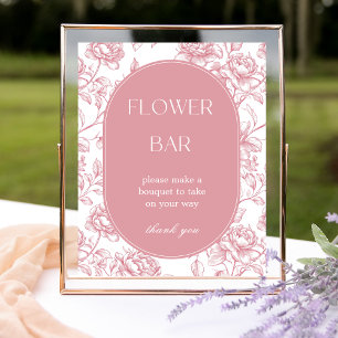 Pink White Chinoiserie Blume Bar Poster