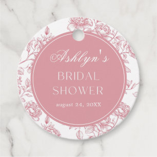 Pink White Chinoiserie Brautparty Geschenk Tag Geschenkanhänger