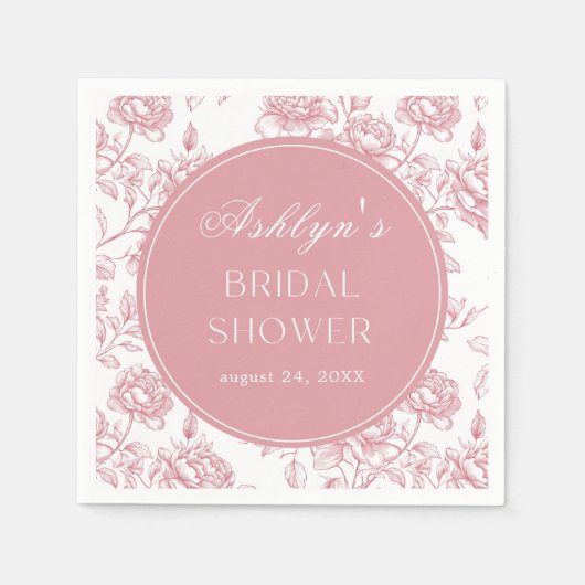 Pink White Chinoiserie Brautparty Papeto Napoleon Serviette (Vorderseite)