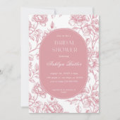 Pink White Chinoiserie Bridal Dusche Einladung (Vorderseite)