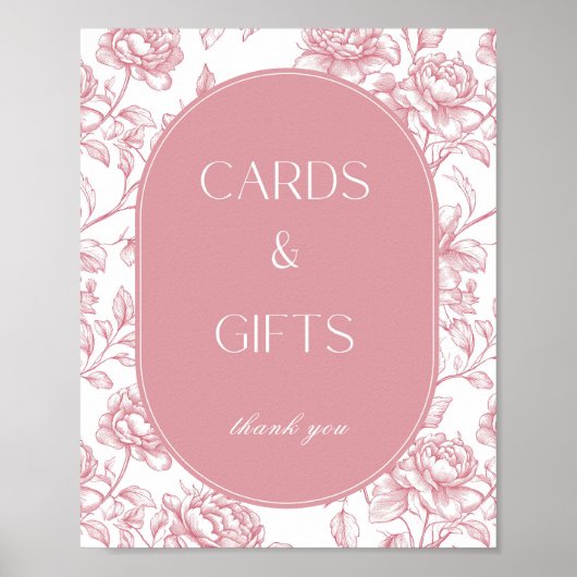 Pink White Chinoiserie Karten und Geschenke Unters Poster (Vorne)