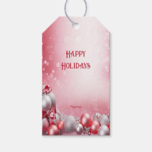 Pink White Christmas Balls Holiday Geschenk Tag Geschenkanhänger