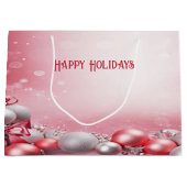 Pink White Christmas Balls Holiday Geschenktasche Große Geschenktüte (Vorderseite)