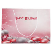 Pink White Christmas Balls Holiday Geschenktasche Große Geschenktüte (Rückseite)